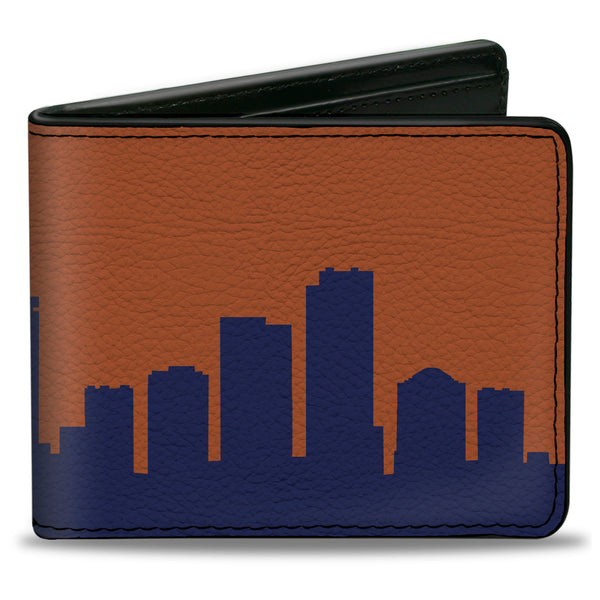 Buckle-Down Bi-Fold Wallet - Denver Solid Skyline Orange Navy