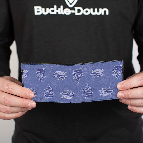Buckle-Down Bi-Fold Wallet - Dexter's Laboratory Dexter And Mandark Face Collage Blues