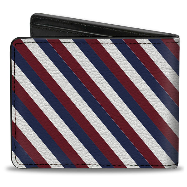 Buckle-Down Bi-Fold Wallet - Diagonal Stripe Red White Navy
