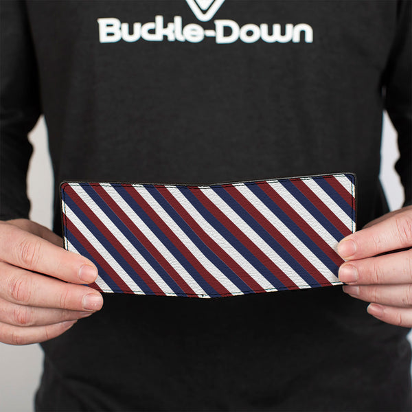 Buckle-Down Bi-Fold Wallet - Diagonal Stripe Red White Navy