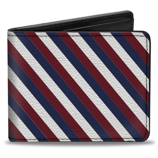 Buckle-Down Bi-Fold Wallet - Diagonal Stripe Red White Navy
