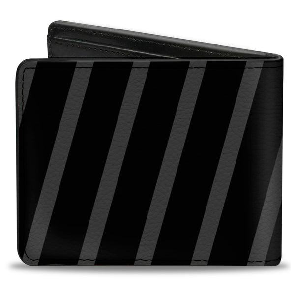Buckle-Down Bi-Fold Wallet - Diagonal Stripes Black Gray