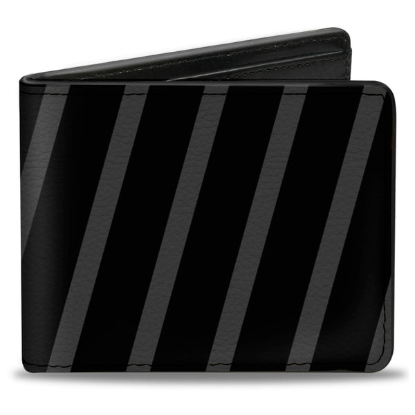Buckle-Down Bi-Fold Wallet - Diagonal Stripes Black Gray