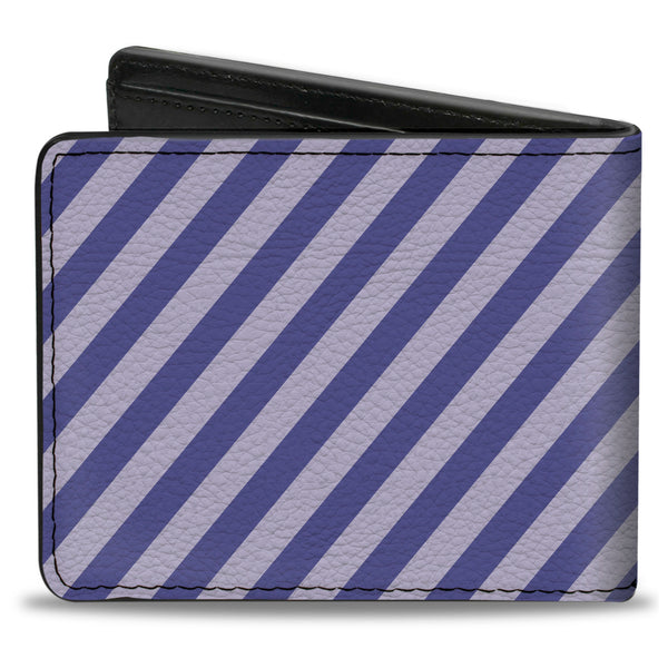 Buckle-Down Bi-Fold Wallet - Diagonal Stripes Pastel Blues