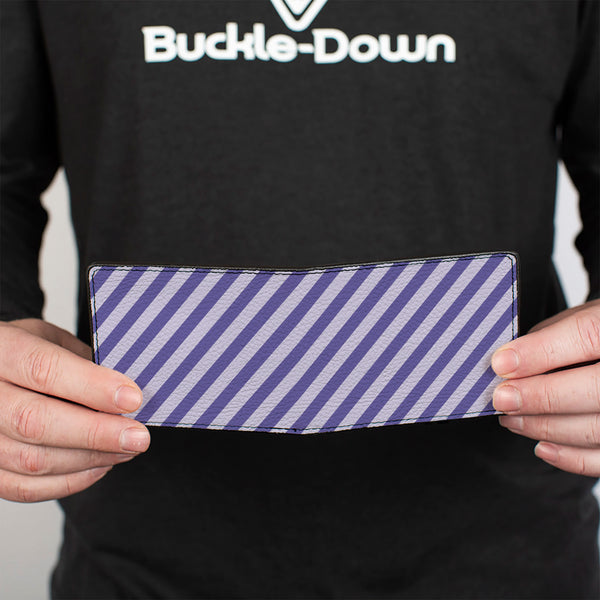 Buckle-Down Bi-Fold Wallet - Diagonal Stripes Pastel Blues