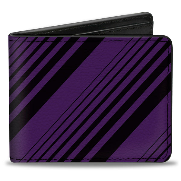 Buckle-Down Bi-Fold Wallet - Diagonal Stripes Purples