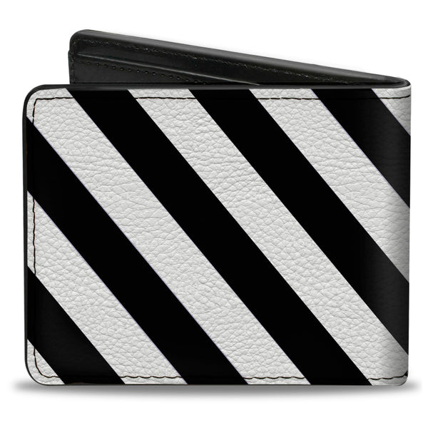 Buckle-Down Bi-Fold Wallet - Diagonal Stripes2 White Black