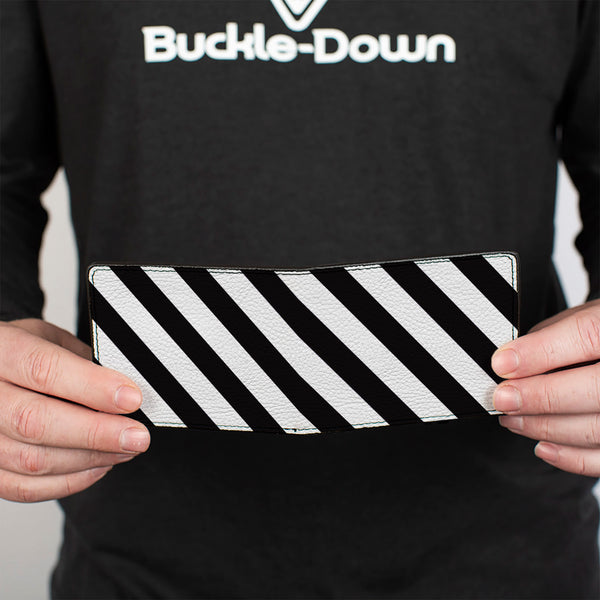 Buckle-Down Bi-Fold Wallet - Diagonal Stripes2 White Black
