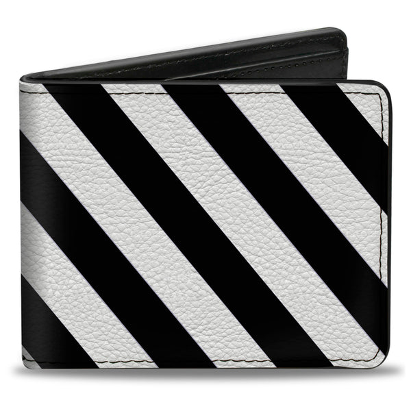 Buckle-Down Bi-Fold Wallet - Diagonal Stripes2 White Black