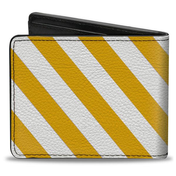 Buckle-Down Bi-Fold Wallet - Diagonal Stripes2 White Golden Yellow