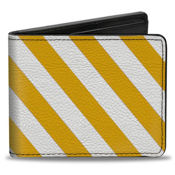 Buckle-Down Bi-Fold Wallet - Diagonal Stripes2 White Golden Yellow
