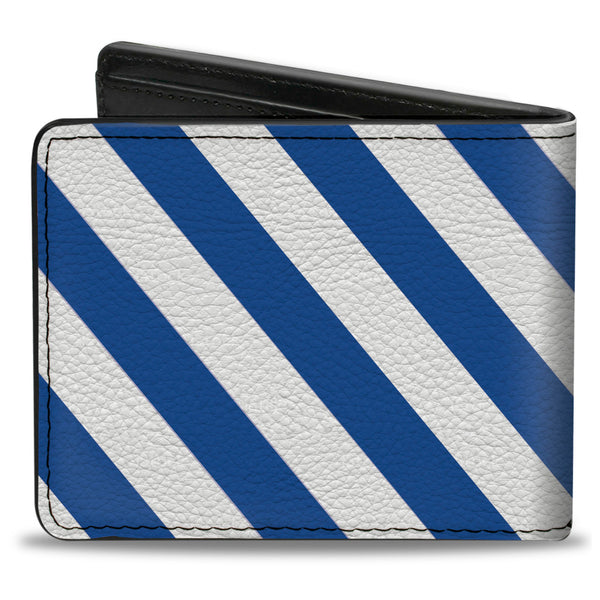Buckle-Down Bi-Fold Wallet - Diagonal Stripes2 White Navy