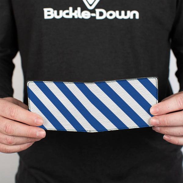 Buckle-Down Bi-Fold Wallet - Diagonal Stripes2 White Navy