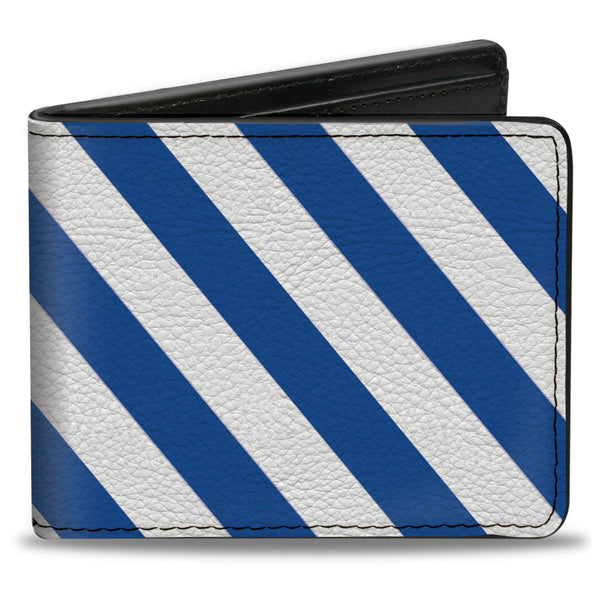 Buckle-Down Bi-Fold Wallet - Diagonal Stripes2 White Navy