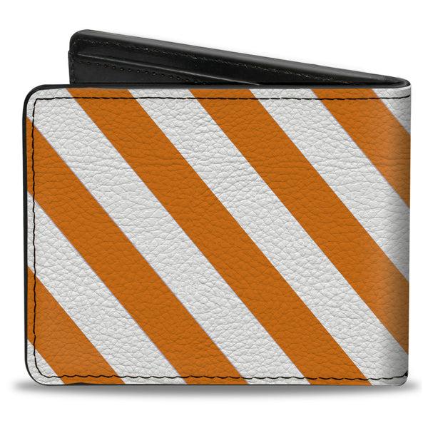 Buckle-Down Bi-Fold Wallet - Diagonal Stripes2 White Orange