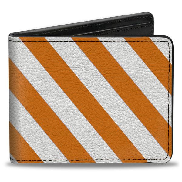 Buckle-Down Bi-Fold Wallet - Diagonal Stripes2 White Orange
