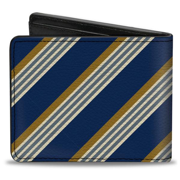 Buckle-Down Bi-Fold Wallet - Diagonal Stripes4 Blue Gold White Light Blue