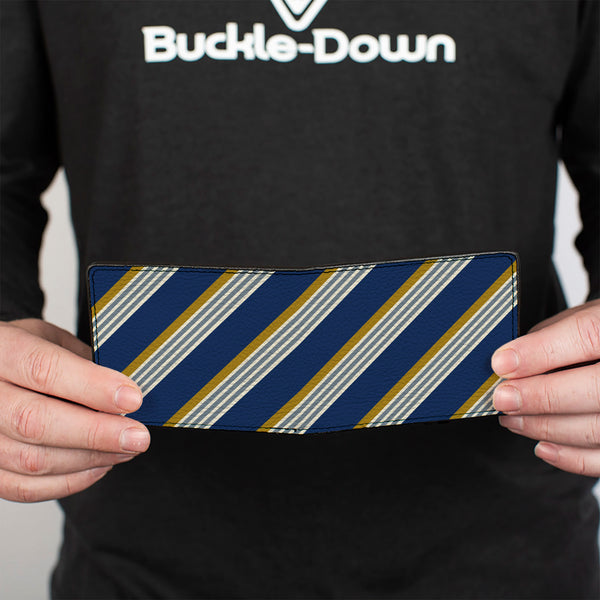 Buckle-Down Bi-Fold Wallet - Diagonal Stripes4 Blue Gold White Light Blue
