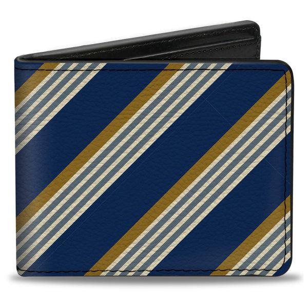 Buckle-Down Bi-Fold Wallet - Diagonal Stripes4 Blue Gold White Light Blue