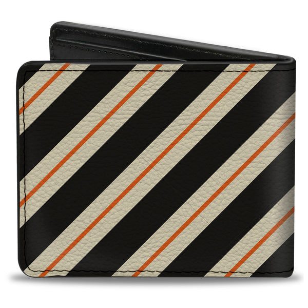 Buckle-Down Bi-Fold Wallet - Diagonal Stripes5 Black White Orange