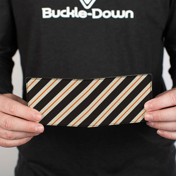 Buckle-Down Bi-Fold Wallet - Diagonal Stripes5 Black White Orange