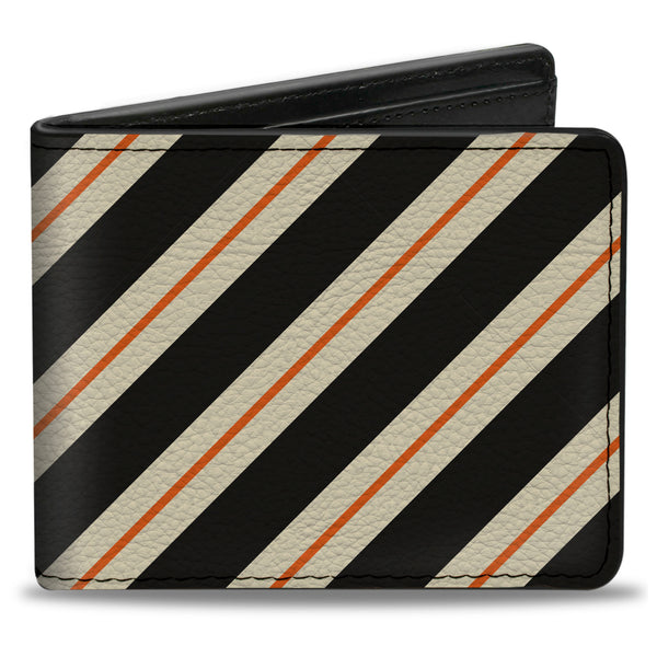 Buckle-Down Bi-Fold Wallet - Diagonal Stripes5 Black White Orange