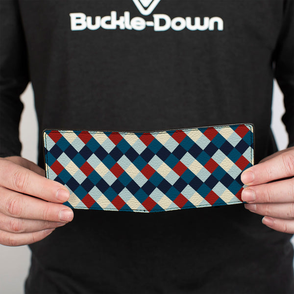 Buckle-Down Bi-Fold Wallet - Diamond Plaid Blues Khaki Red