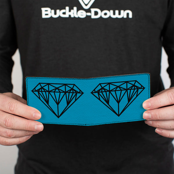 Buckle-Down Bi-Fold Wallet - Diamond Sketch Turquoise Black