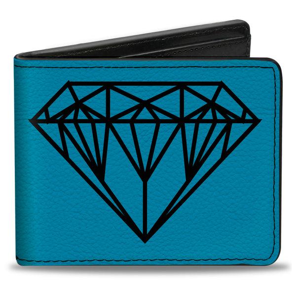 Buckle-Down Bi-Fold Wallet - Diamond Sketch Turquoise Black