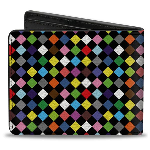 Buckle-Down Bi-Fold Wallet - Diamonds Black Multi Color