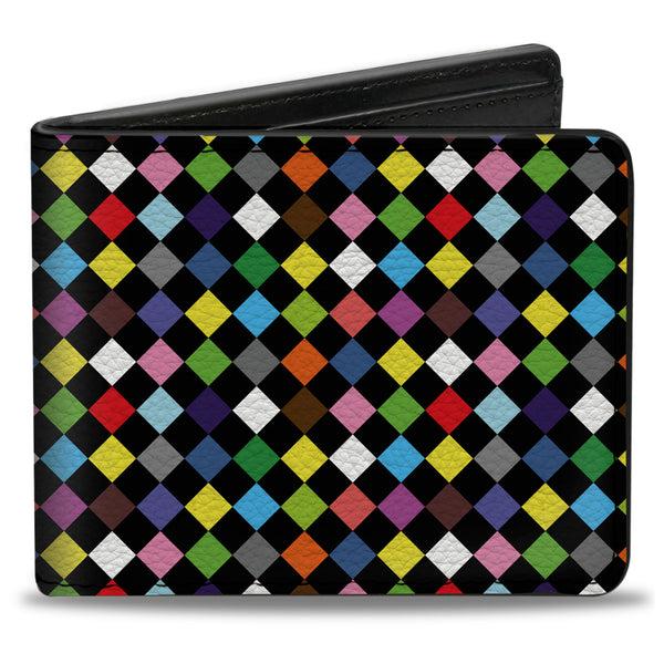 Buckle-Down Bi-Fold Wallet - Diamonds Black Multi Color