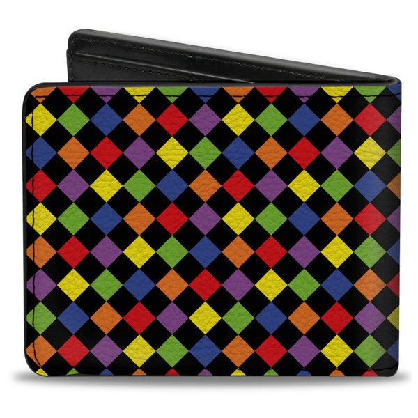 Buckle-Down Bi-Fold Wallet - Diamonds Black Multi Neon