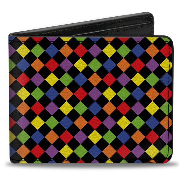 Buckle-Down Bi-Fold Wallet - Diamonds Black Multi Neon