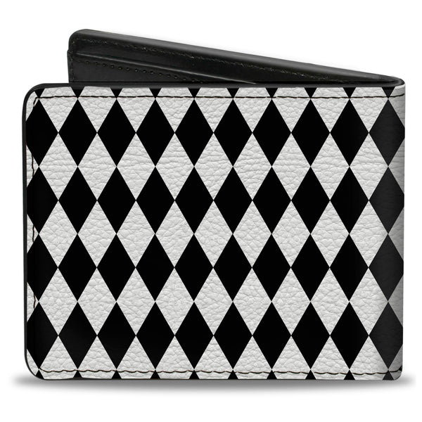 Buckle-Down Bi-Fold Wallet - Diamonds Stripe White Black