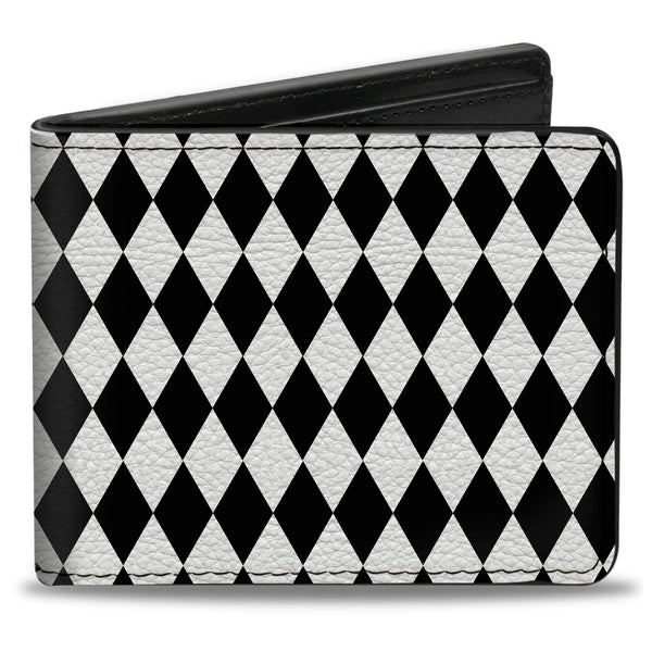 Buckle-Down Bi-Fold Wallet - Diamonds Stripe White Black