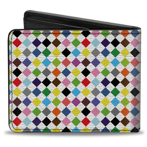 Buckle-Down Bi-Fold Wallet - Diamonds White Multi Color