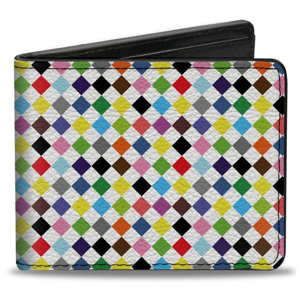 Buckle-Down Bi-Fold Wallet - Diamonds White Multi Color