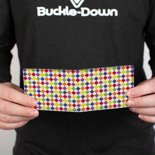 Buckle-Down Bi-Fold Wallet - Diamonds White Multi Neon