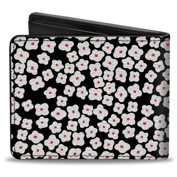 Buckle-Down Bi-Fold Wallet - Ditsy Floral Black White Red