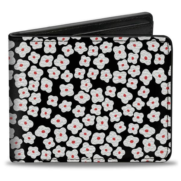 Buckle-Down Bi-Fold Wallet - Ditsy Floral Black White Red