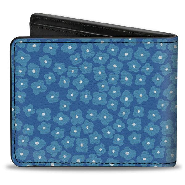 Buckle-Down Bi-Fold Wallet - Ditsy Floral Blue Light Blue White