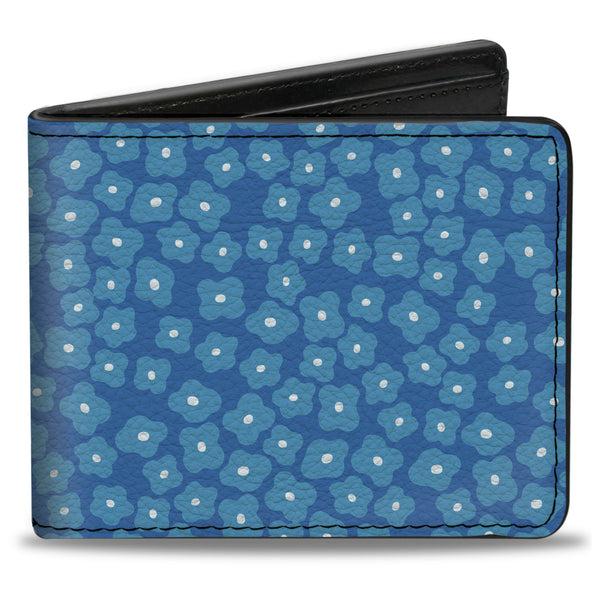 Buckle-Down Bi-Fold Wallet - Ditsy Floral Blue Light Blue White