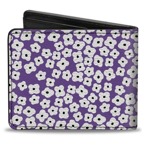 Buckle-Down Bi-Fold Wallet - Ditsy Floral Lavender White Black