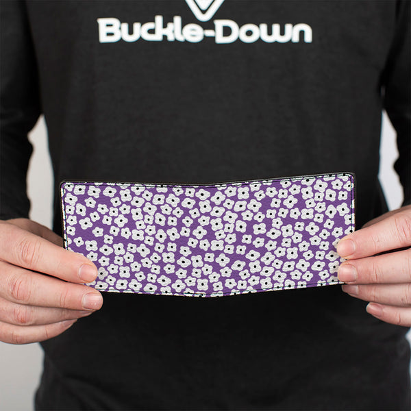 Buckle-Down Bi-Fold Wallet - Ditsy Floral Lavender White Black