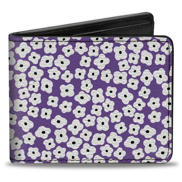 Buckle-Down Bi-Fold Wallet - Ditsy Floral Lavender White Black