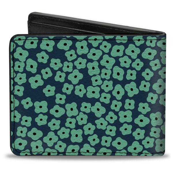 Buckle-Down Bi-Fold Wallet - Ditsy Floral Teal Light Teal Teal