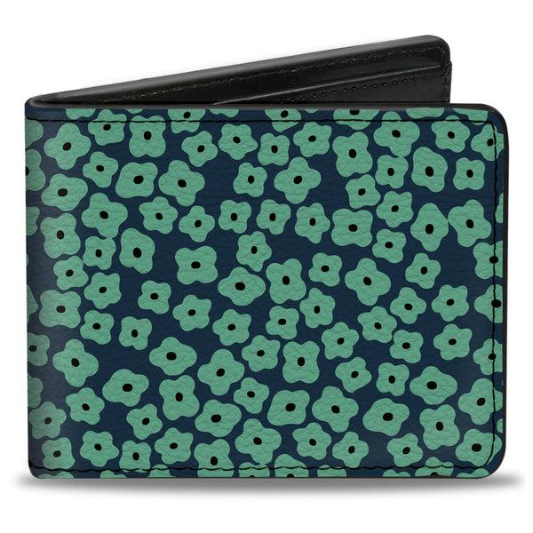 Buckle-Down Bi-Fold Wallet - Ditsy Floral Teal Light Teal Teal
