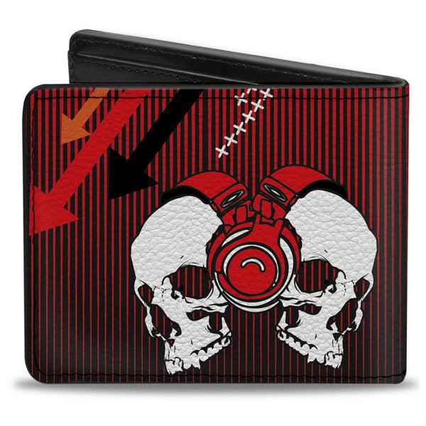 Buckle-Down Bi-Fold Wallet - DJ Skulls Up Down Black Red