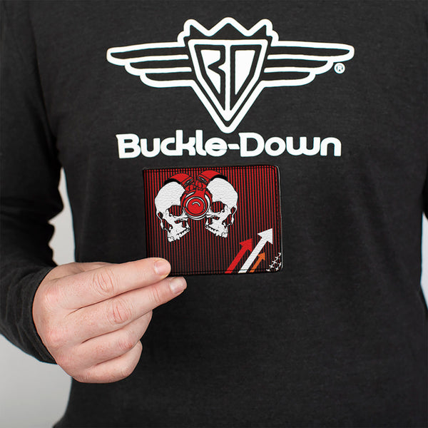 Buckle-Down Bi-Fold Wallet - DJ Skulls Up Down Black Red
