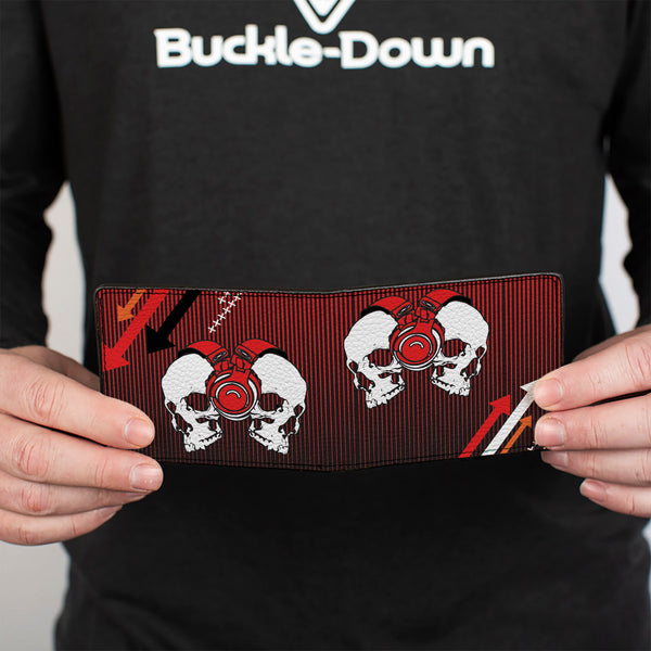 Buckle-Down Bi-Fold Wallet - DJ Skulls Up Down Black Red